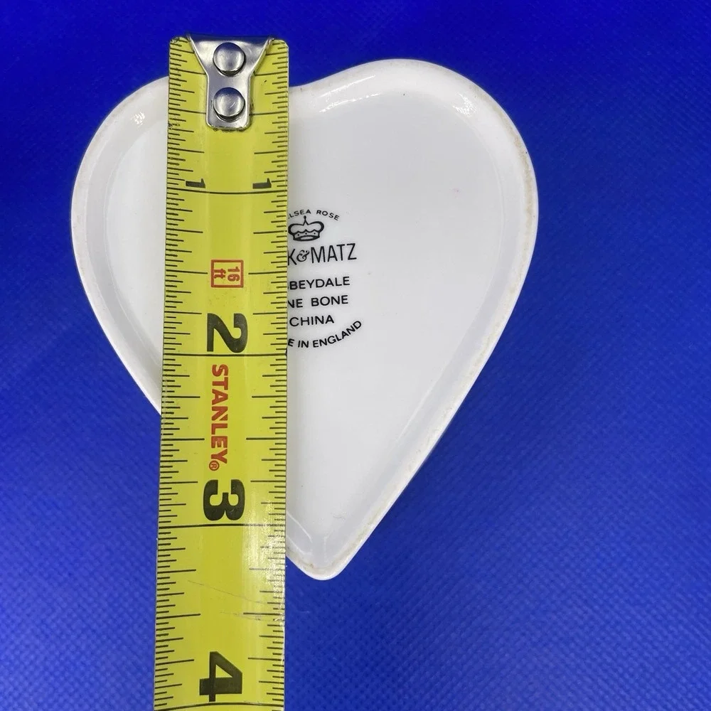 Set of 2 Heart Shaped Floral Kirk & Matz Bone China Trinket/Jewelry/Pill Boxes